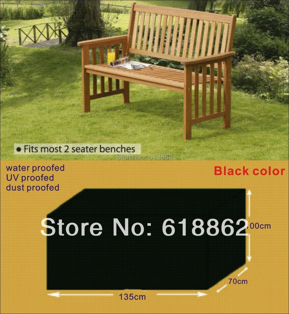 Two seaters benches cover,protective cover for wooden chair,135x70x100cm Black garden furniture cover,waterproofed cover