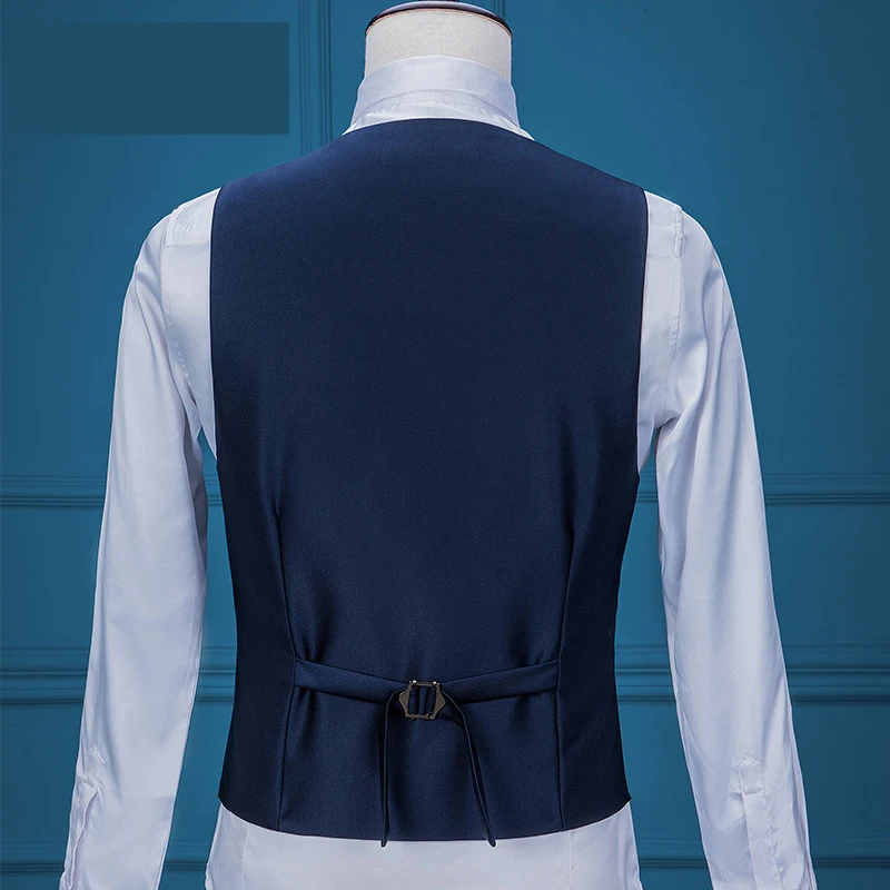 Ternos masculinos 2025 ternos de casamento para homens gola xale 3 peças fino ajuste azul terno masculino jaqueta smoking para casamento (blazer +