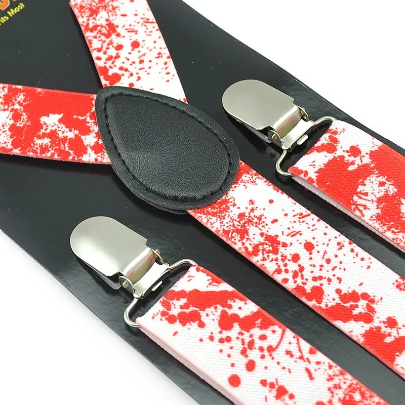 Tirantes elásticos para hombre y mujer, tirantes con Clip de sangre de vampiro para Halloween, 2,5 Cm, soporte para pantalones, Gallus