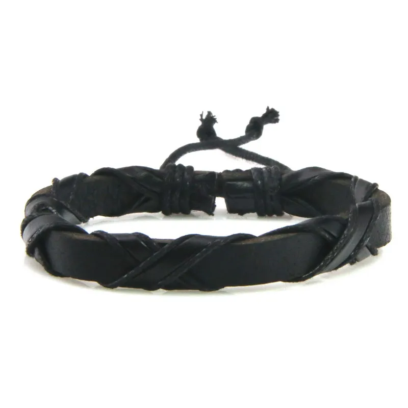 New Style! Men Charm Vintage Black Bracelet, 2018 Latest Popular Leather Bracelet, 18-26CM Adjustable Bracelet