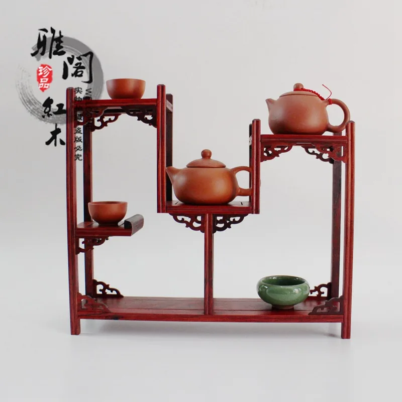 

Dubbo frame factory direct mahogany rosewood mahogany Shelf wooden ornaments decorated wooden teapot