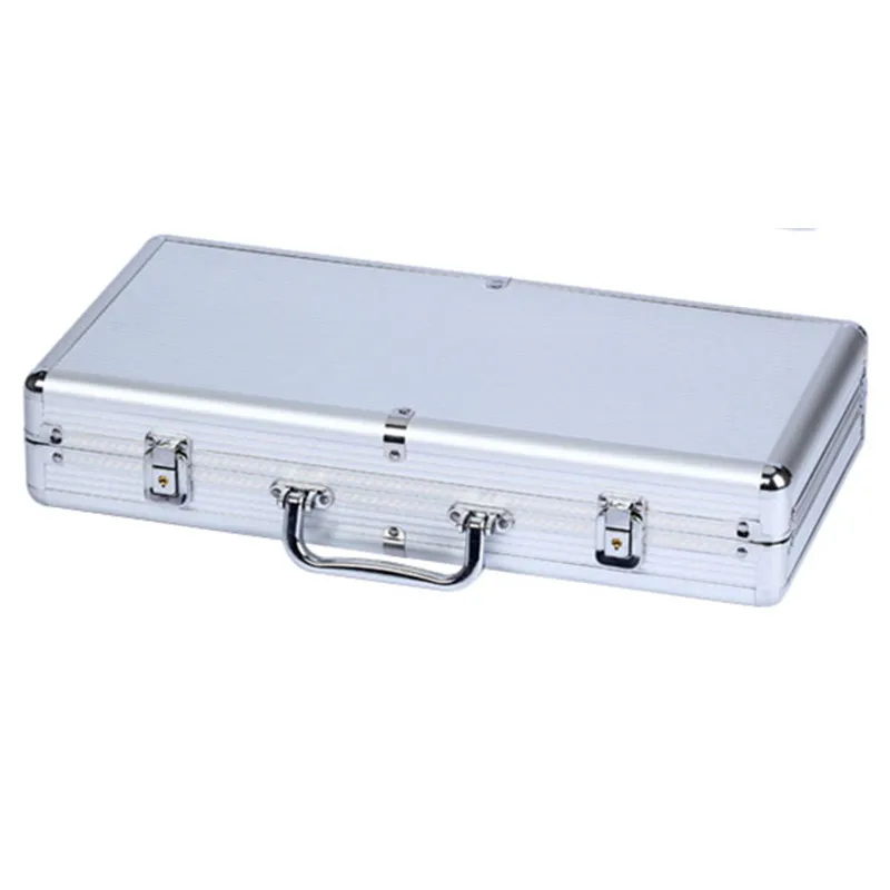 New high-grade professional aluminum chip boxes 400 codes yards chips poker coin carrying case silver with Acrylic chip stand