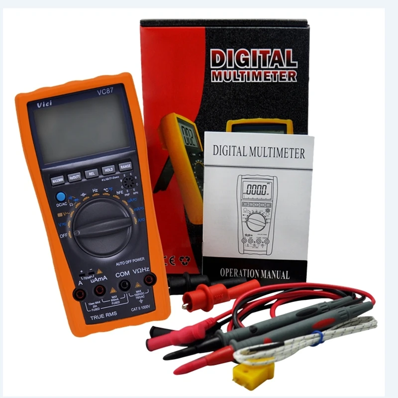 VC87 True RMS Multimeter Digital Multi Meter Analog Tester Thermometer Resistance AC DC Ohm Hz C 6000 Voltmeter Motor Drives