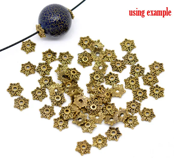 Free Shipping 1500pcs Antique Gold Tone Flower Bead Caps Findings 8x7mm (Fit 10-14mm Bead) Jewelry Findings Wholesale J0487*5