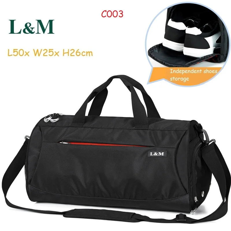 L&M Professional Large Capacity Athletic Bags Men Women Shoulder Bag Gym Bag Travel Duffel Outdoor Sport Bag with Shoes Storage