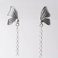 solid 925 sterling silver butterfly Stud Earring ear thread, Rollo/Rolo link chain earwire earrings, diy components accessories