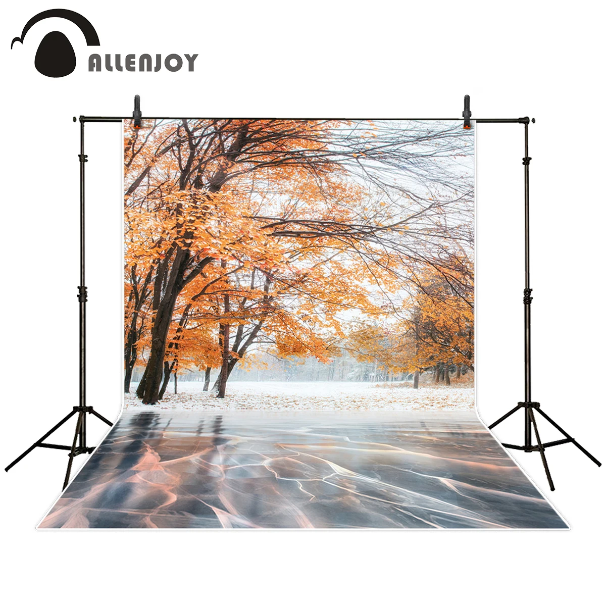 Allenjoy hintergrund für foto studio herbst baum natürliche gefrorene fluss fotografie hintergrund für ein foto schießen gedruckt