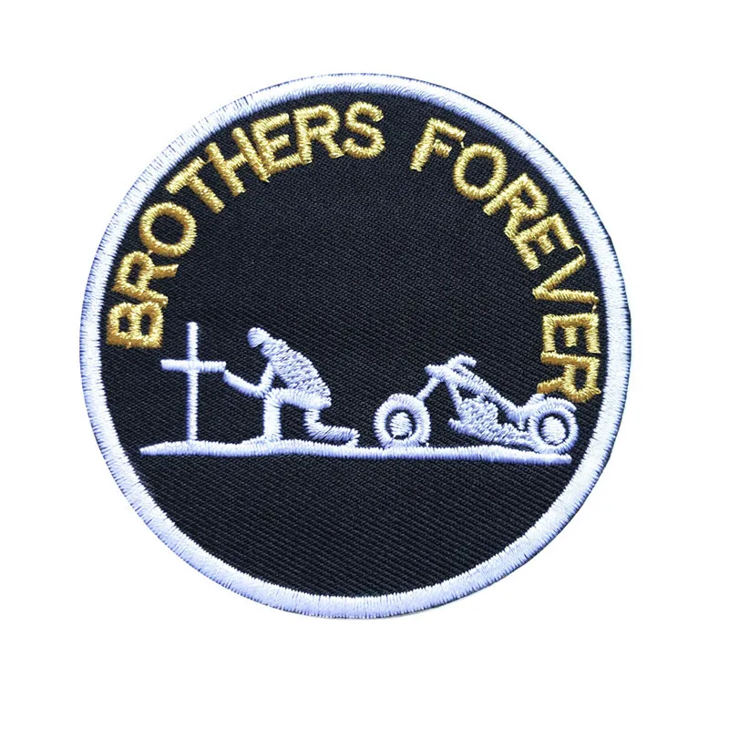 

8CM Embroidery Sew Iron On Letter Patch Brother Forever Commemoration Badges Cross For Bag Jeans Hat T Shirt DIY Appliques Craft