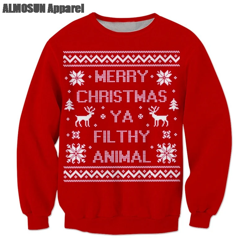 

Filthy 3D Print Merry Christmas Tree Ya Filthy Animal Pullover Sweatshirt Crewneck Outfits Sweatshirts