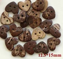 30pcs/Lot Size:12.5*15mm Cute Heart Shape Coconut Buttons Garment Accessories (KK-1163)