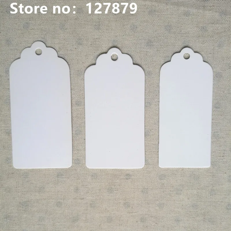 100pcs White Paperboard 7 sizes Packaging Hang Tags Wedding/Birthday Party Candy Boxes Price Tags for Flower/Cosmetics Labels