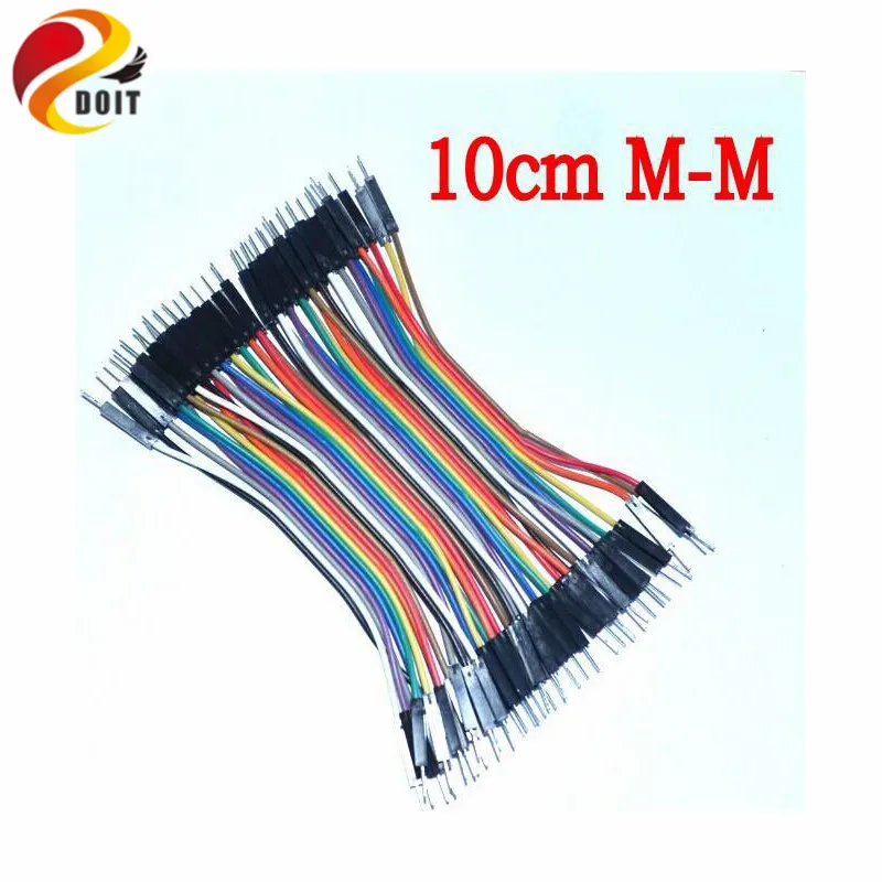 40pcs/ lot 10cm 2.54mm 1pin 1p-1p Male to Male Jumper Wire Dupont Cable for Arduino