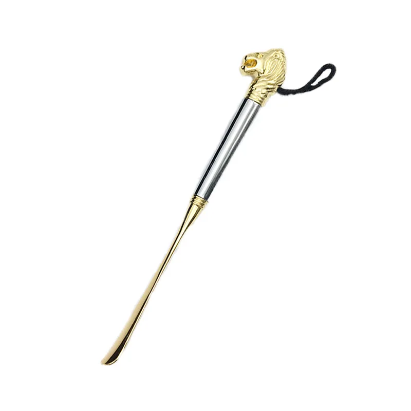 Lion Head Metal Shoe Horn Luxury Shoe Pull-on, Non-bending Shoe 32cm Long Shoe Horn Gloden Color