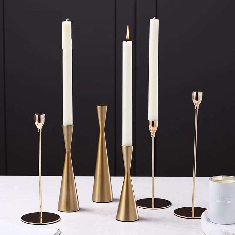 

Modern Golden Pillar Candle Holders Wedding Centerpieces For Tables Metal Christmas Candlestick Home Decoration Accessories