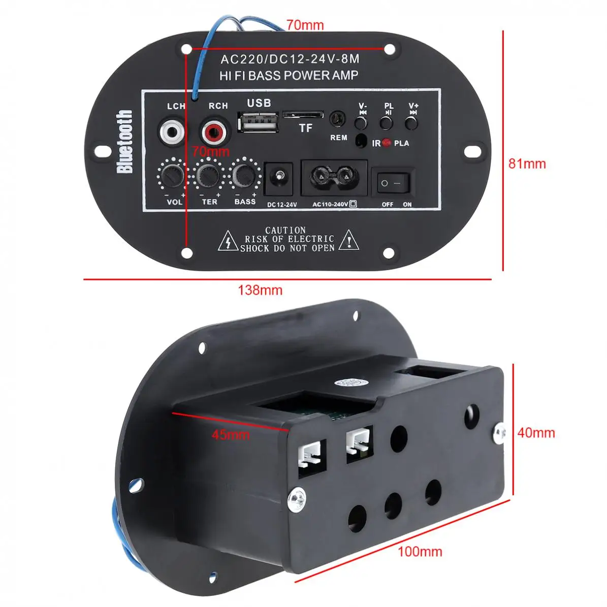8 Inch 25W HI-FI Bluetooth-compatible Car Audio Power Amplifier Auto FM Radio Player Support SD/DVD/MP3 With Remote Control