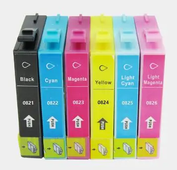 6x replace ink Cartridge T0821 T0822 T0823 T0824 T0825 T0826 Photo T50 R290 R390 RX590 RX610 RX690 TX650 TX700W TX800