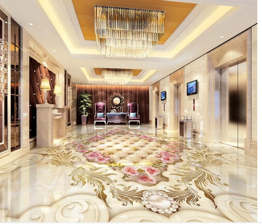 

3d floor wallpapers Continental Classic Marble parquet floor 3D 3d flooring bathroom Waterproof floor mural painting