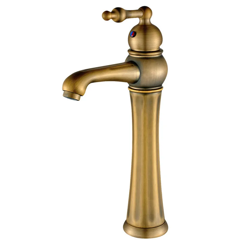 Bathroom Basin Faucets,Antique Brass Sink Mixer Taps,Hot & Cold,Single Handle,Deck Mounted,Lavatory Water Crane Vessel,Chrome