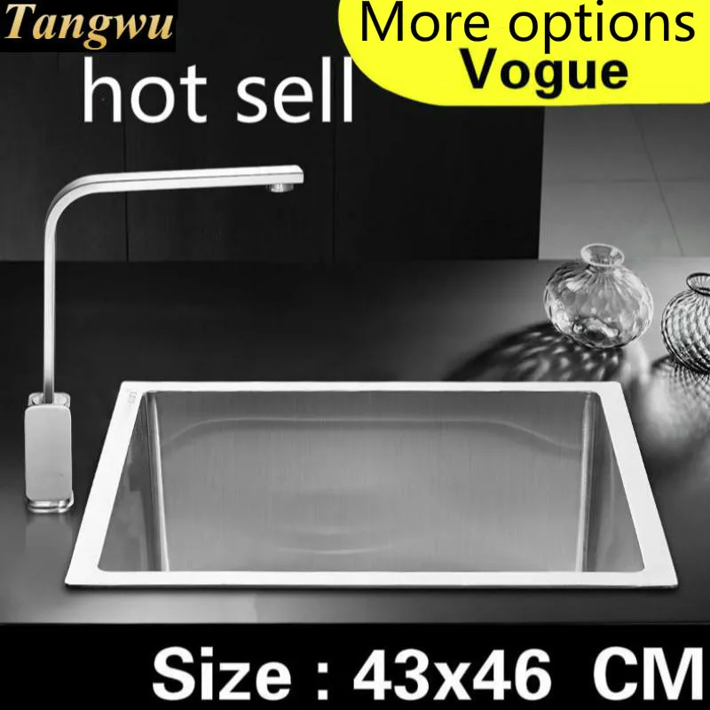 Free shipping Home balcony high capacity wash vegetables vogue kitchen manual sink single trough 304 stainless steel 430x460 MM