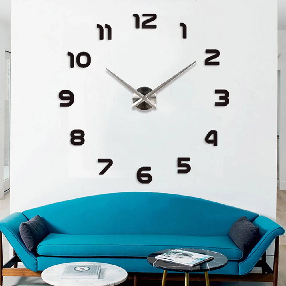 3d Luminous Real Big Wall Clock Rushed Mirror Sticker Diy Living Room Home Decor Fashion Watches  Quartz Large