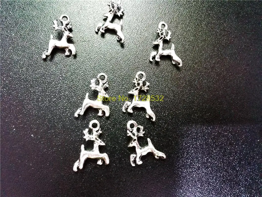 15pcs--Deer charms,Antique Silver Vintage Lovely 3D Christmas Deers Charms Pendants, DIY Supplies, 21x17mm