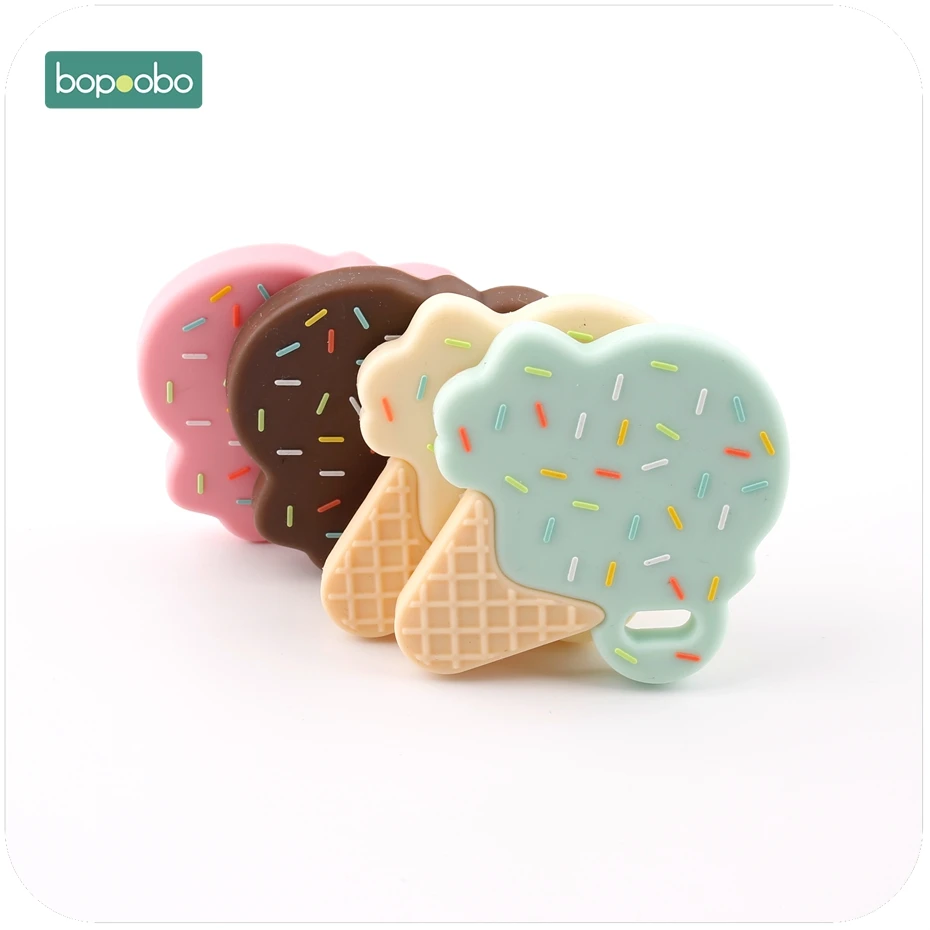 Bopoobo Ice Cream Lovely Silicone Teether Baby Toys Teething Chewable BPA Free Pendant For Nursing Necklace Baby Teether