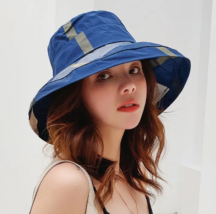 2019 New Hot Plaid Fashion Bucket Hat Women Summer Beach Sun Floppy Hats Flat Foldable Cotton Caps