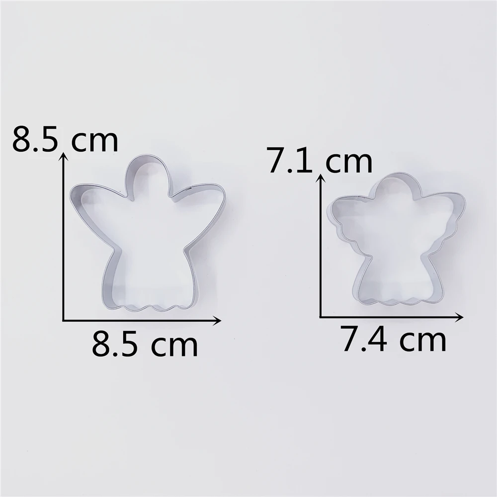 KENIAO Angel Cookie Cutter for Christmas Party - 8.5 cm and 7.4 cm - Biscuit / Fondant / Pastry Cutter - Stainless Steel