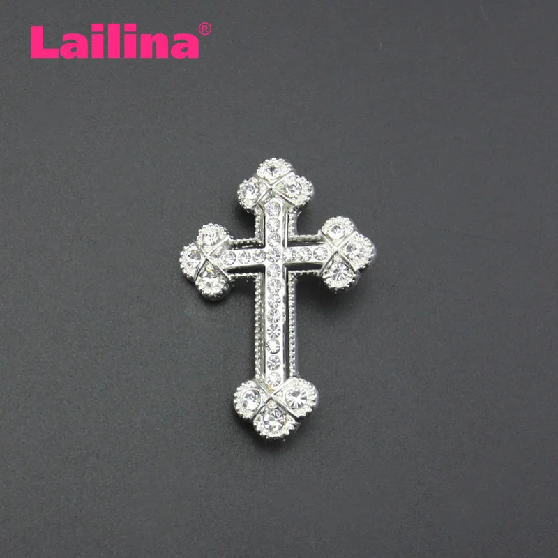 20pcs/lot Sliver Tone Clear Rhinestone Crystal Holy Cross Brooch Pin