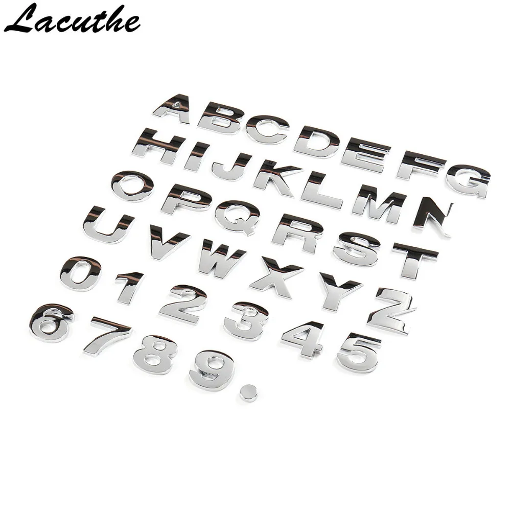 25mm DIY Letters Alphabet Emblem Chrome Car Stickers Digital Badge Automobiles Logo 3D Metal Car Accessories Motorcycle Sticker