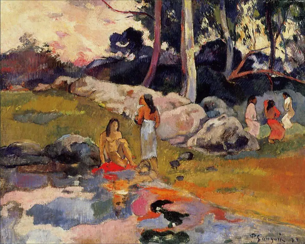 

High quality Oil painting Canvas Reproductions Women at the banks of river (1892)by Paul Gauguin hand painted