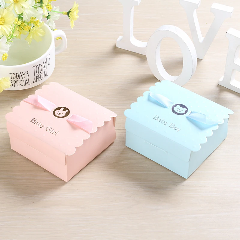 First Communion Boy & Girl Candy Boxes for Christening Baby Shower Birthday Event Party Supplies Wrap Holders with Ribbon 50pcs