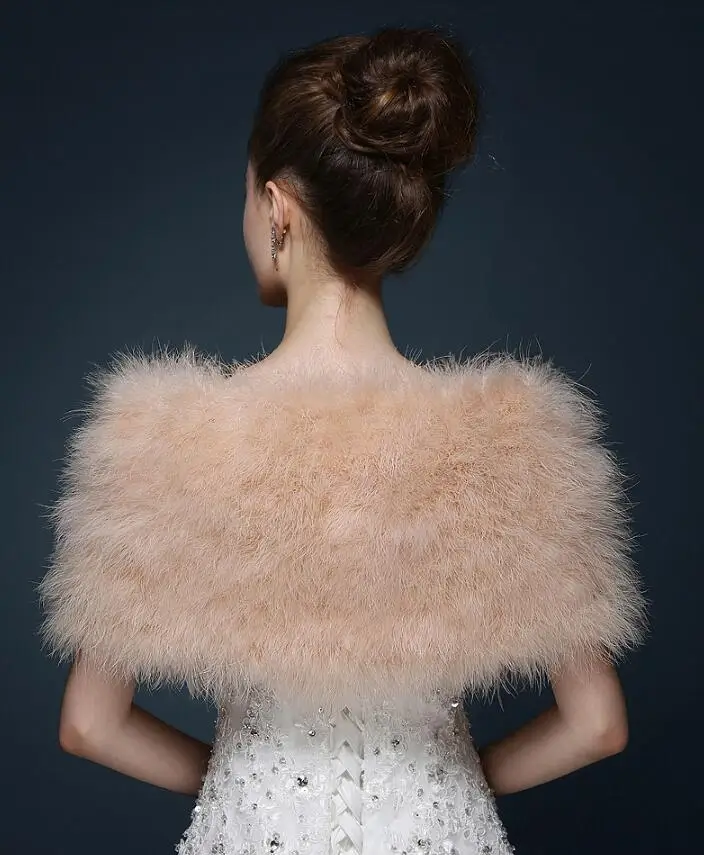 Bruiloft Bont Cape Luxe Struisvogelveren Kameel Bont Boleros Bruiloft Bruid Wit Ivoor Shrug Bridal Party Sjaals Bolero S124