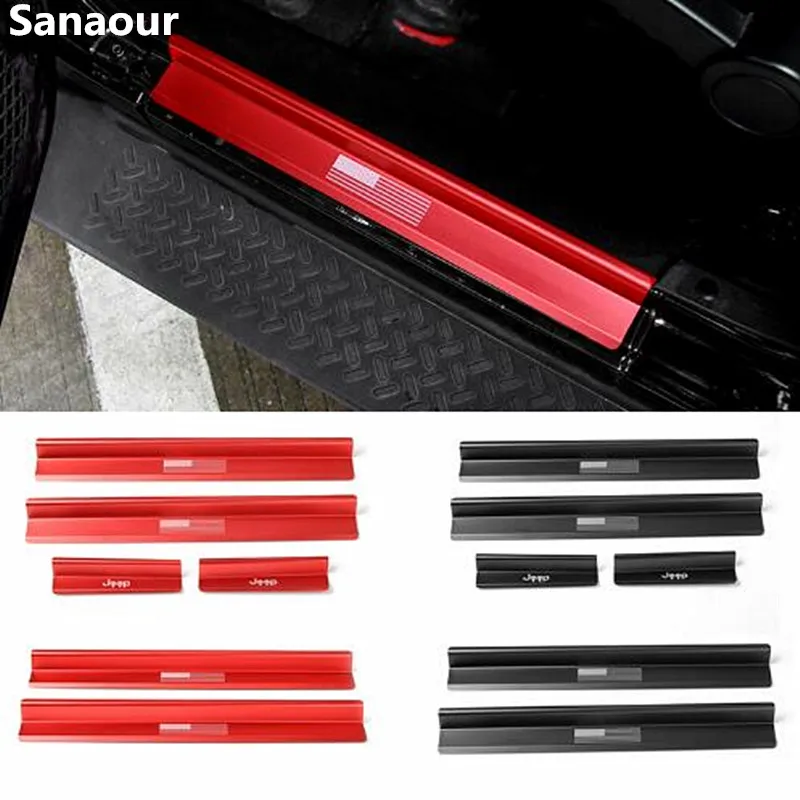 

Car Door Sill Scuff Plate For Jeep Wrangler JK 2007-2017 Protector Entry Guard Cover External Car Door Threshold Decoration Trim