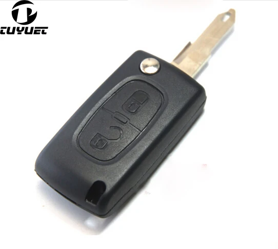 FOB Key Blanks For Peugeot 206  2 Buttons Folding Flip Remote Key Shell Case with Battery Clamp