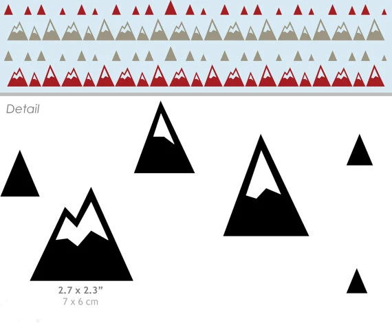Mountains pattern wall decal - Modern Nursery wall sticker Nature Small Mountains Kids Room Wall Decor