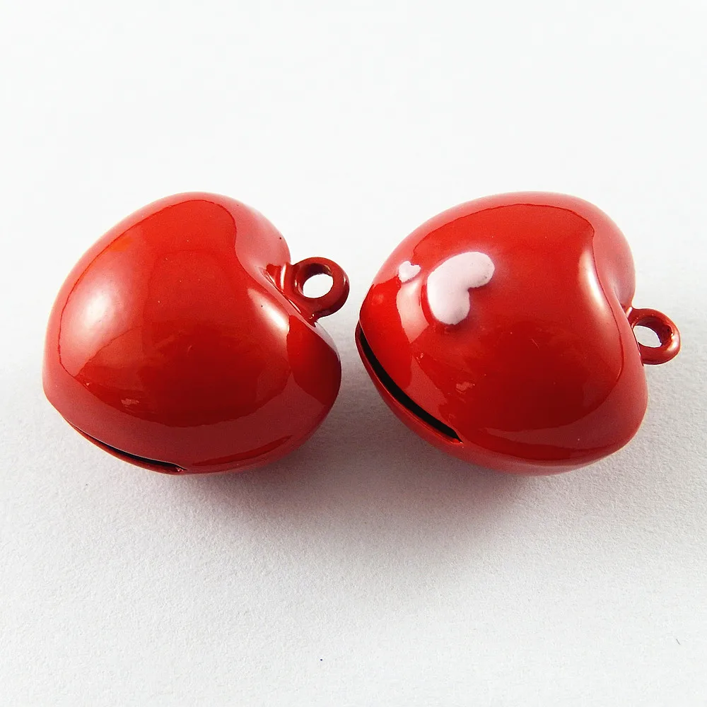 5pcs/pack Jingle Bells Red Heart Crafts Necklace Pendant Charms Christmas Phone Pet Home Decor Baby Jewelry Gift 22*20mm 51923