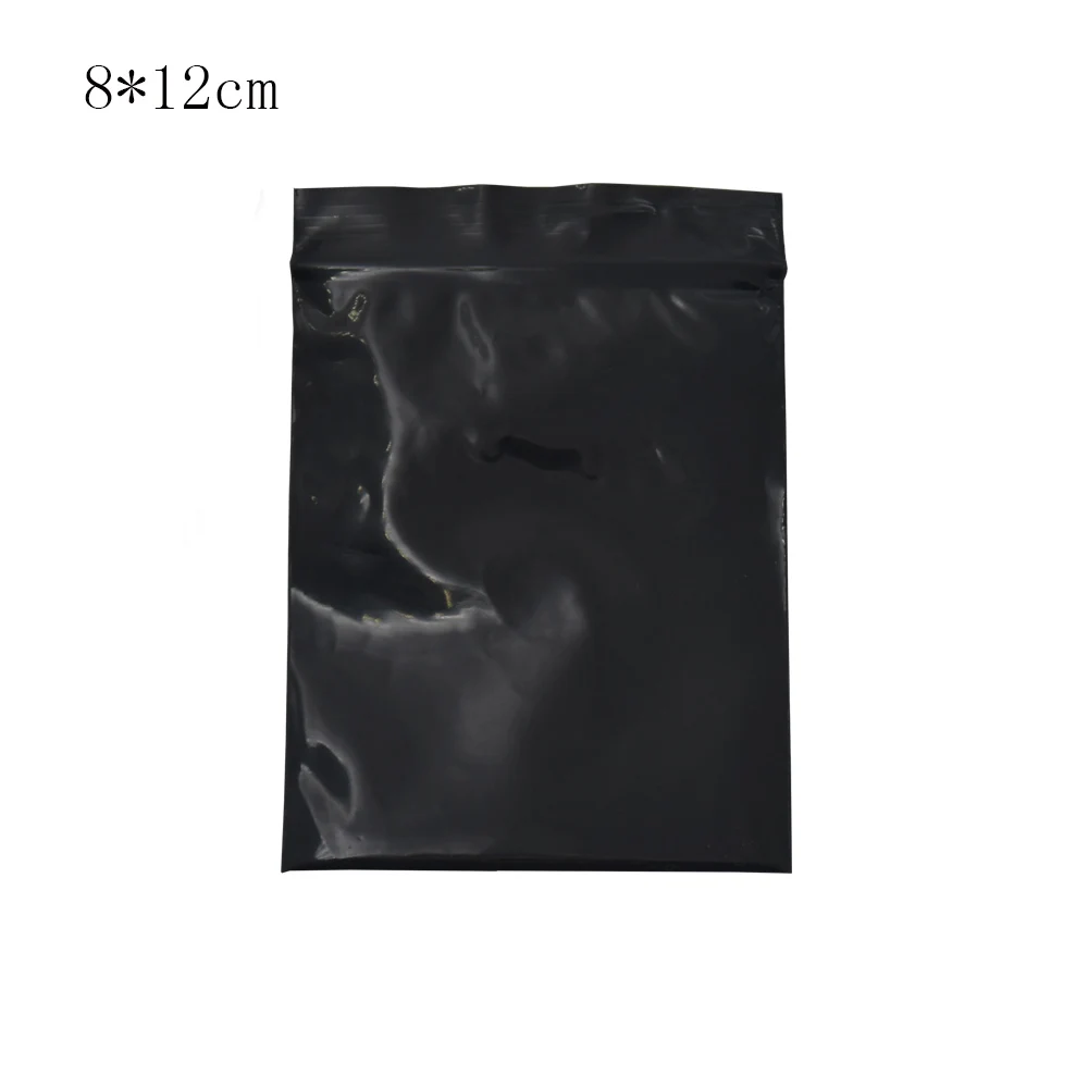 

200pcs/lot 8*12cm Black Plastic Opaque Lucifugal Zip Lock Storage Pouches Self Seal Zipper Top Smell Proof Packaging Bags