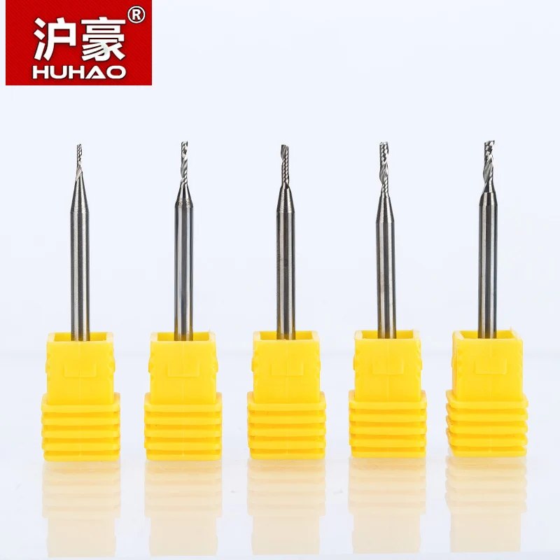 HUHAO 10pcs 3.175mm Shank Milling Cutter Tool CNC Engraving Router Bit Carbide End Mill Router Bit for Wood MDF