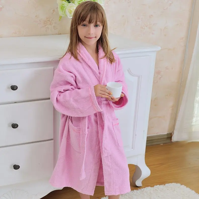 Child 100% Cotton Bathrobe Kids Towels Fleece Bathrobe Model baby bath robe towel fleece kids girls boys christmas summer winter