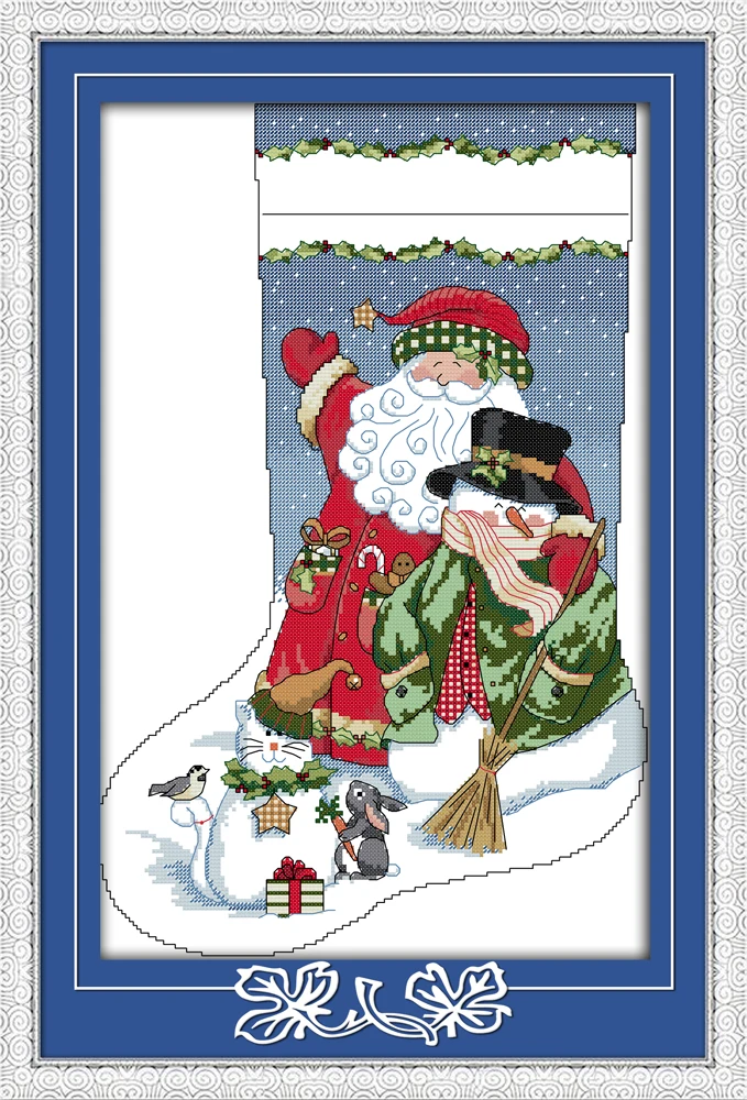 Christmas stocking (2) cross stitch kit DIY hand embroidery set craft handmade needlework