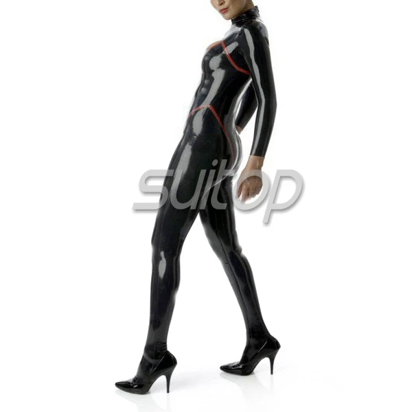 Suitop  0.6mm thicker latex uniform catsuit for women