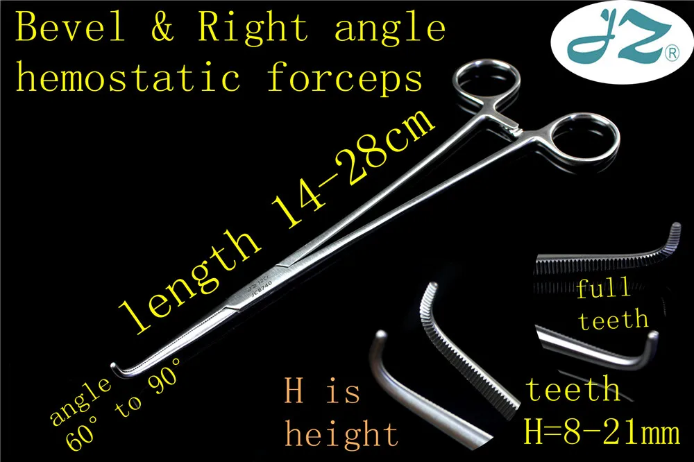 

JZ Surgical instrument medical Separation ligation forcep full tooth 45 70 80 90 degrees Endoscopic vascular Hemostatic clamp