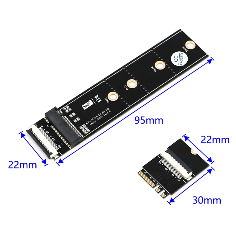 NGFF-Adaptador M.2/M2 para SSD, componentes de Adaptador, tarjetas de expansión de Ordenador + Cable FPC