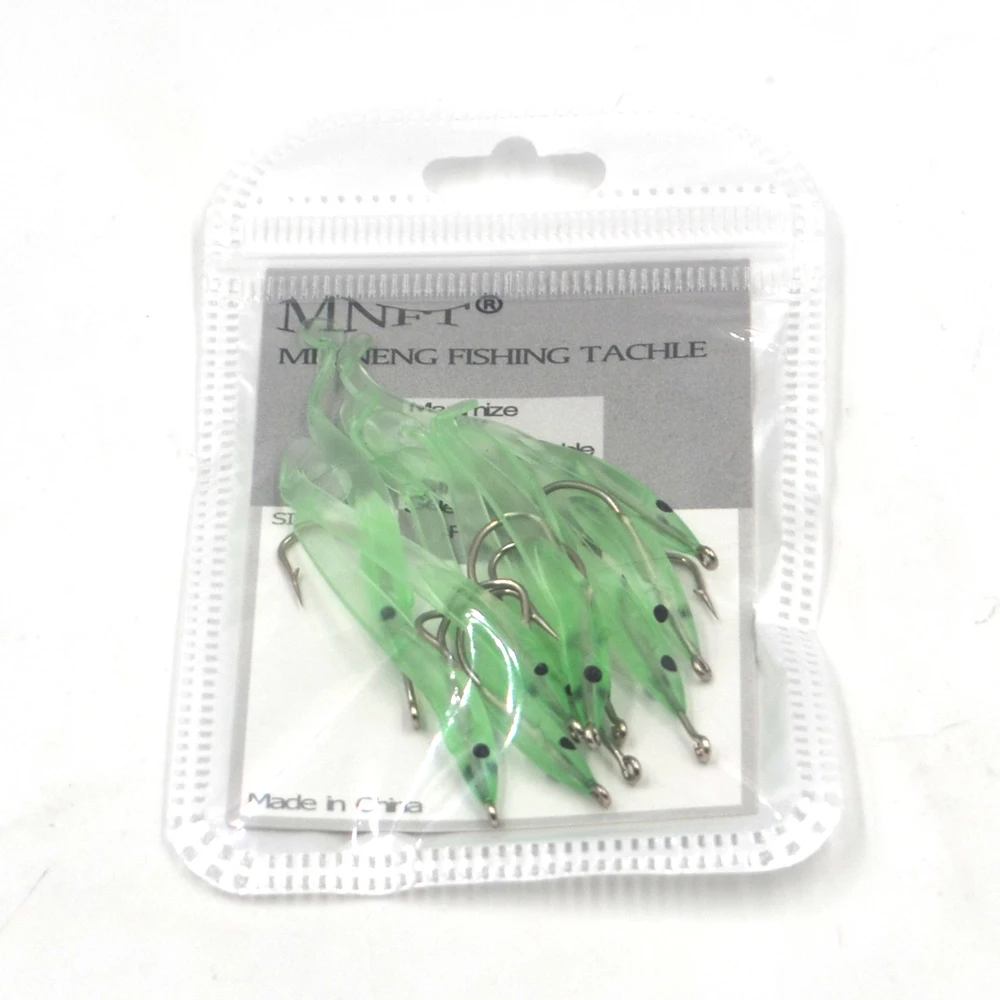 MNFT 12Pcs Eel Lure Luminous Soft Baits With Hook 6.8cm1g Or 5.6cm0.5g Small Fish Fishing Lure Eel Artificial Bait