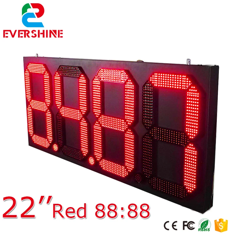 Outdoor Waterproof High Brightness Large LED Temperature and Time clock Sign for 22 inch single red