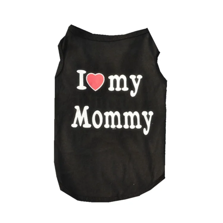  I Love Daddy Mommy Small Dog Clothes Letter Black Rose Pink Dog Vests Shirts Cute Puppy Clothes For Pets Dogs