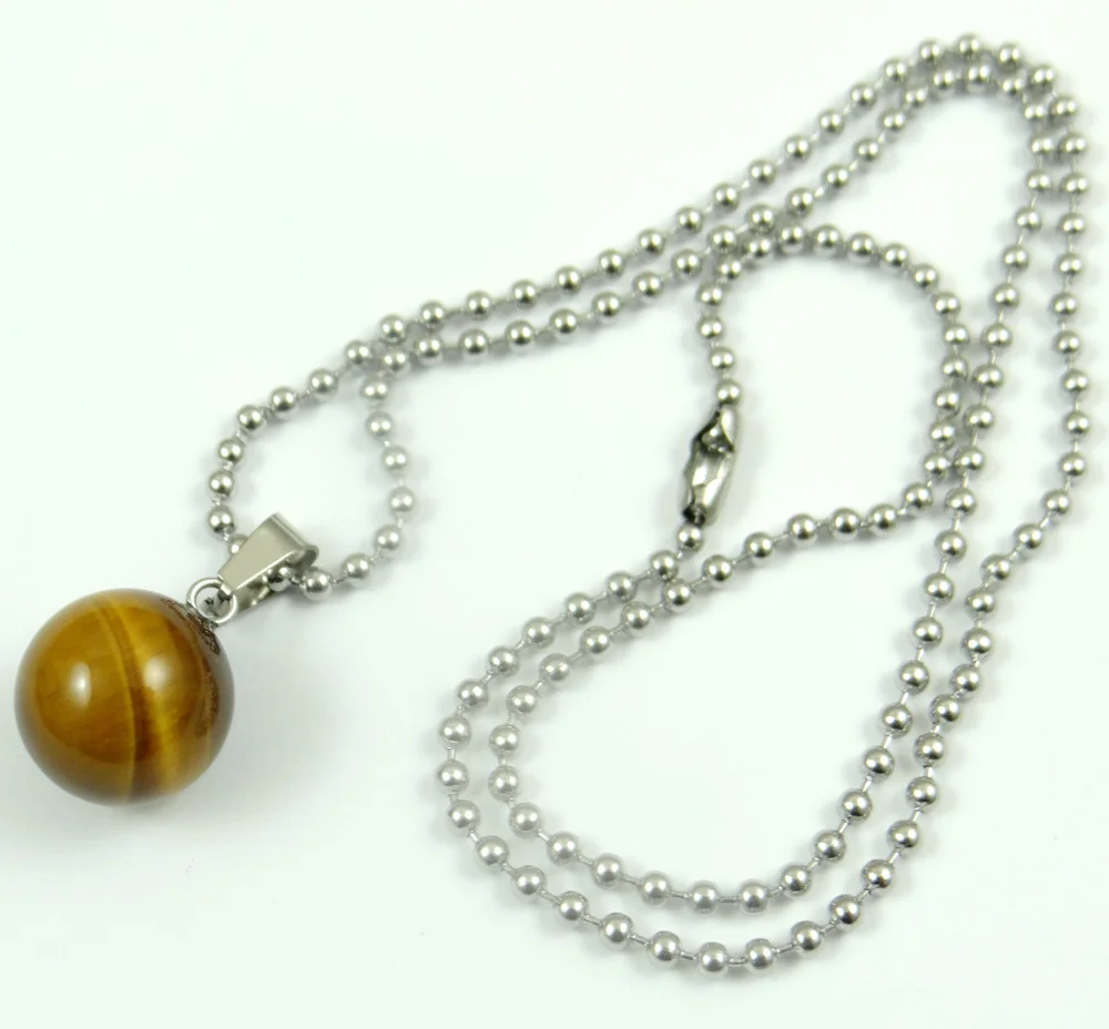 Natural Opal aventurine tiger eye lapis Quartz crystal stone Round Ball Pendant for diy Jewelry Making Necklace Accessories