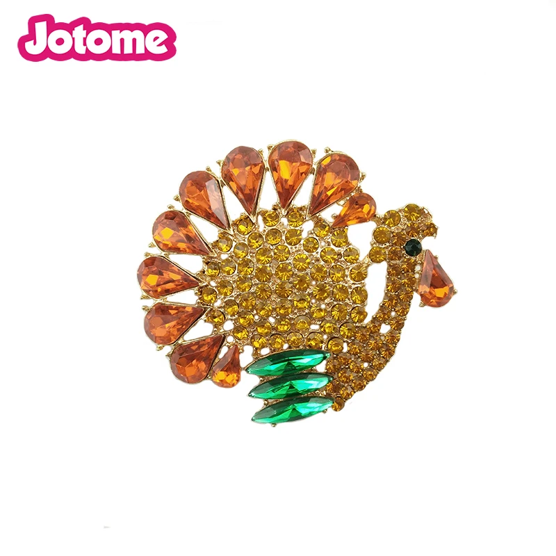 50mm Rhinestone Thanksgiving Day Gift Turkey Bird Pin Brooch