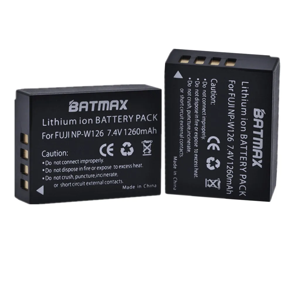 Batmax-Batería de NP-W126 + cargador Dual LED para Fujifilm, HS30EXR, HS33EXR, NP-W126S, X-Pro1, X-E1, X-E2, X-M1, X-A1, X-A2